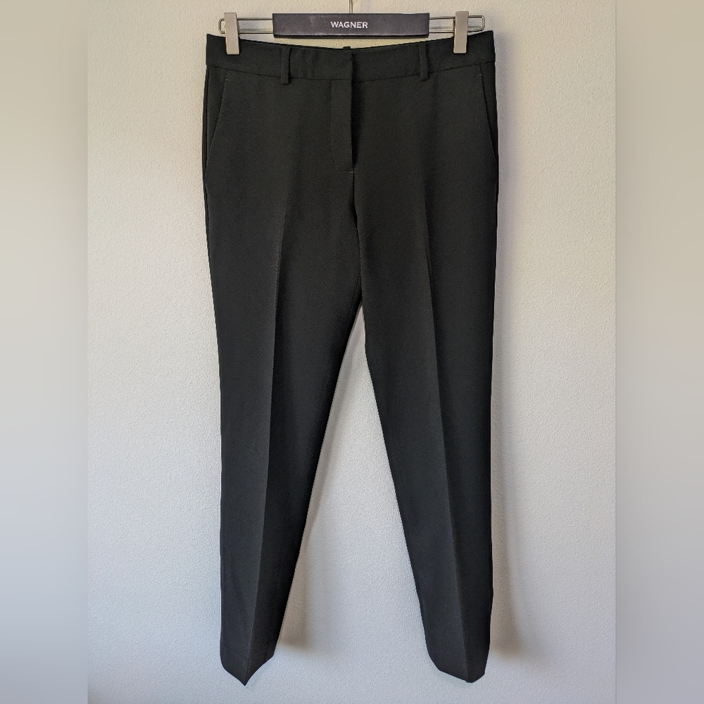 Theory Treeca 2b Modern Crepe Straight Pants Suit Black Size 2 Length 28" EUC - Picture 3 of 14